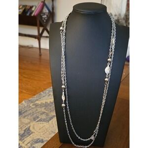 Park Lane Silvertone Long Chain Layering Necklace Vintage Signed